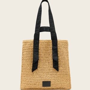 AllSaints Lullah Straw Tote Bag in Almond